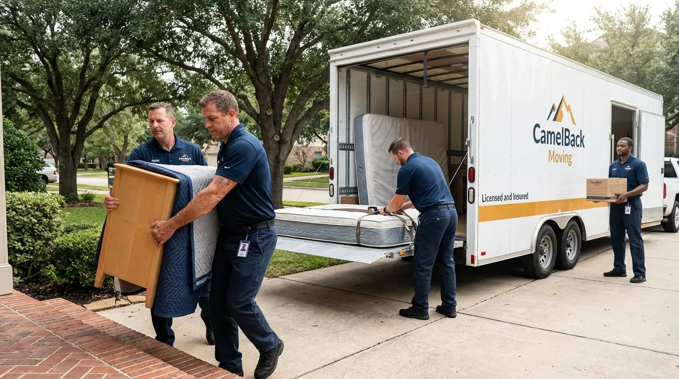 Crew loading residential truck for cross-state move from Lincoln, MT