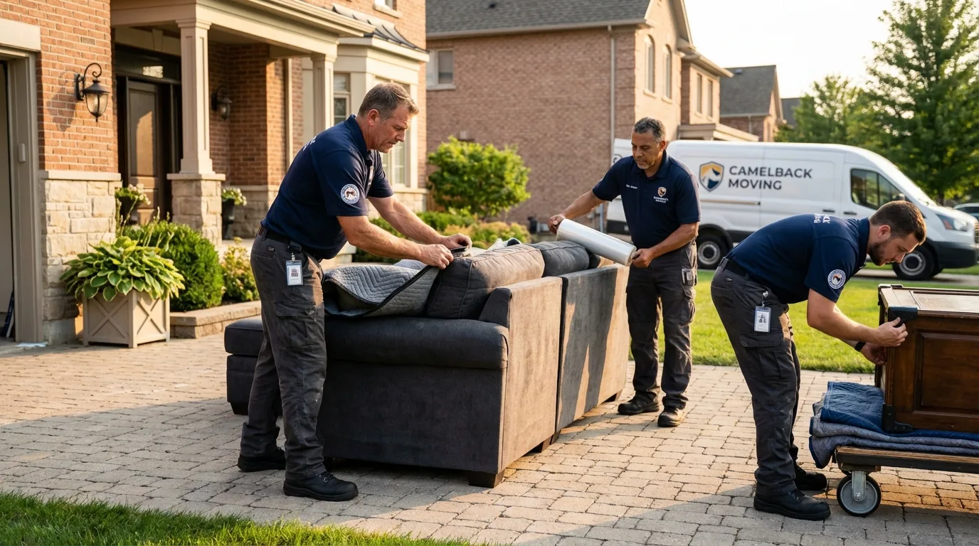 Large estate moving crew wrapping furniture in Lincoln, MT
