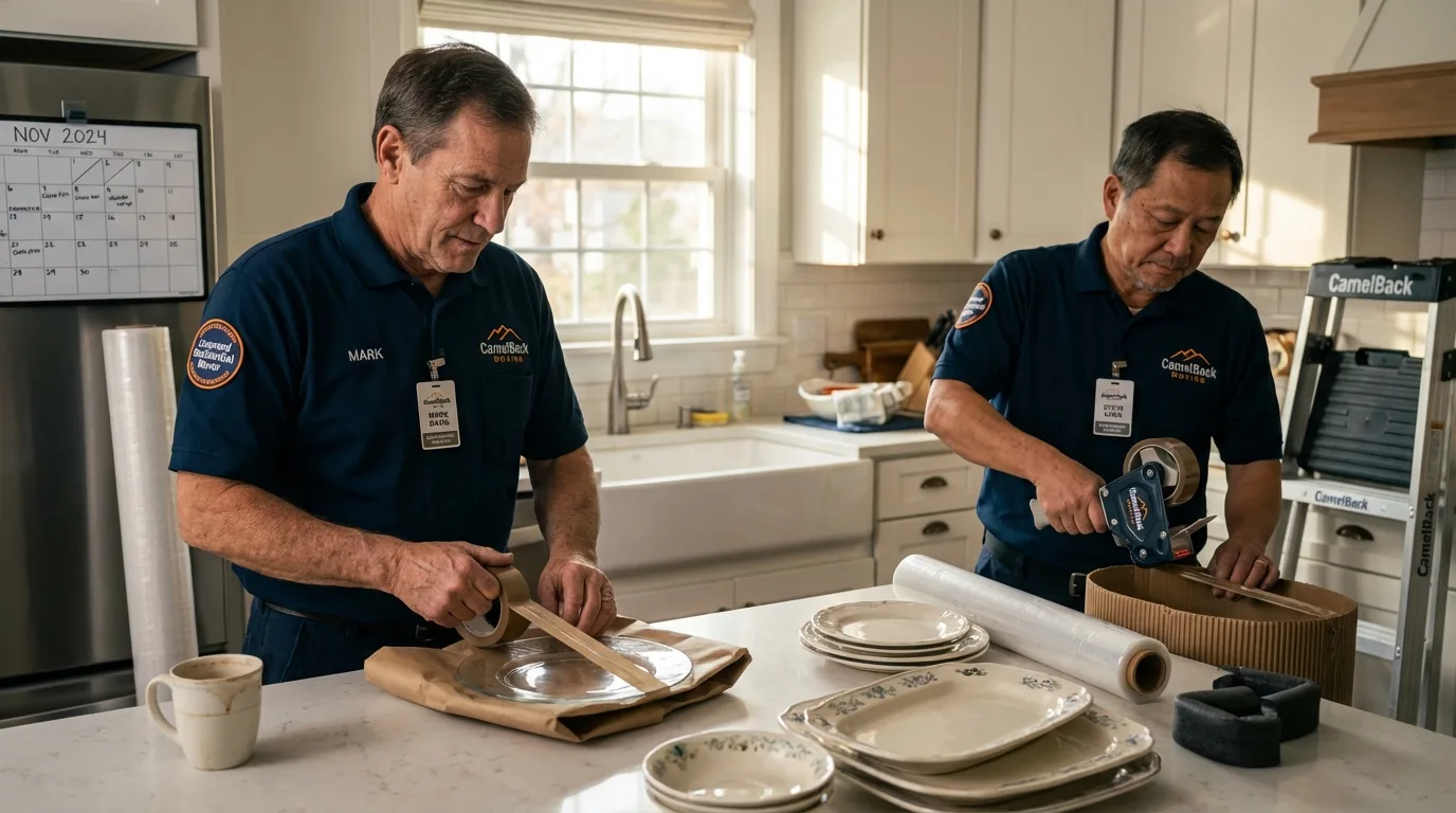 Professional crew packing kitchen dishware in Lincoln, MT